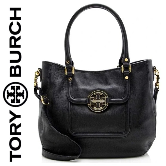 Tory Burch Handbags - TORY BURCH BLACK PEBBLE LEATHER HOBO BAG